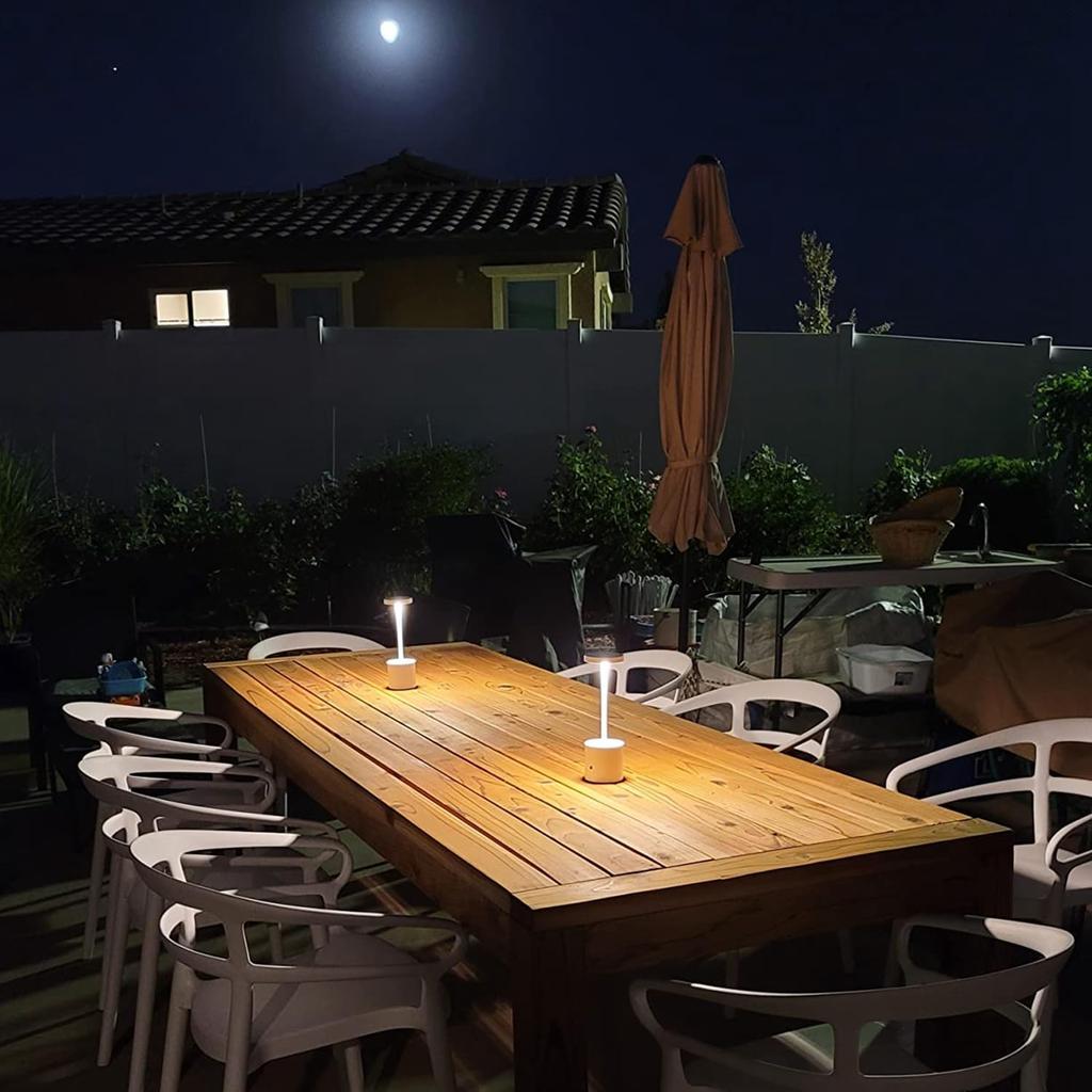 Upgraded Cordless Table Lamp, 5000mAh Rechargeable Battery, IP54 Waterproof, Aluminum Alloy, 3 Color Modes Stepless Dimming Up To 40 Hours, for