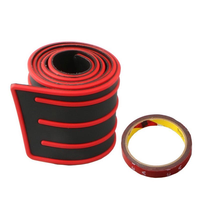 

Универсальная защита заднего бампера Защитная накладка порога двери багажника автомобиля ПВХ резиновая защитная полоса для усиления бампера Декоративная Black red