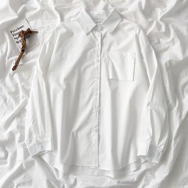 Large Size Women's Autumn Fashion Casual Office Lady Style Solid Long Sleeve Loose Shirt