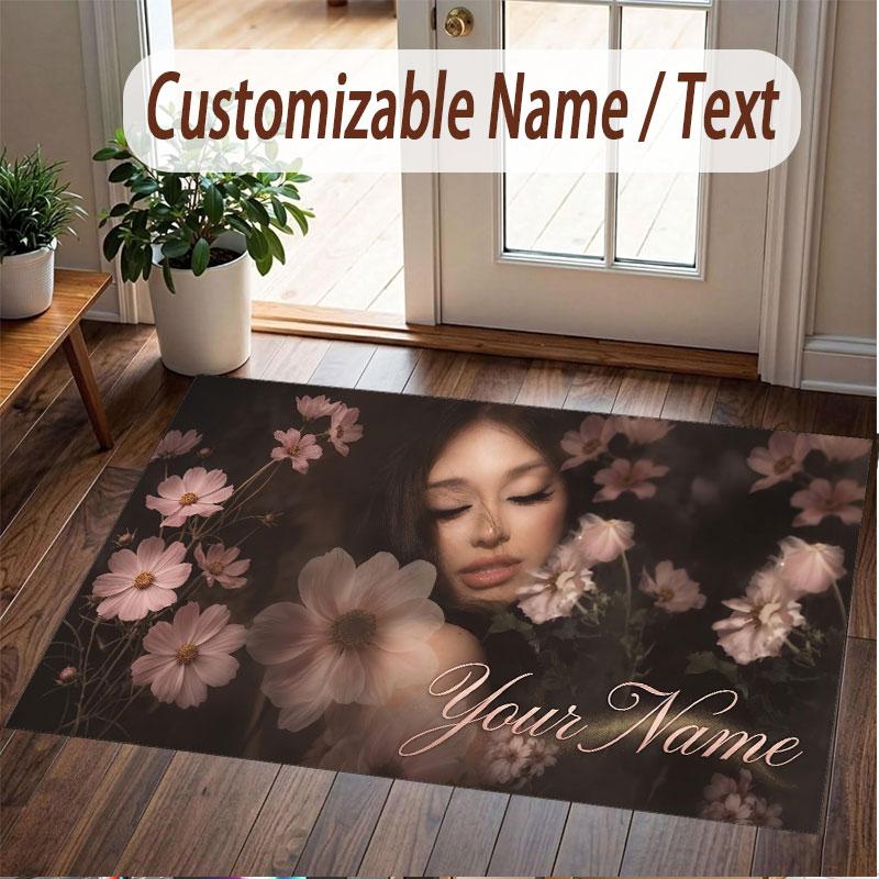 Custom Name Crystal Velvet Rug,Ariana Grande Comfortable Anti Slip Floor Mat For Room Decoration