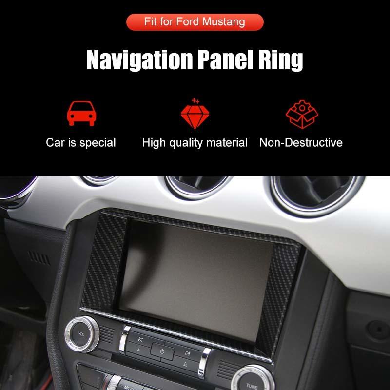 Car Navigation Decorative Panel Decoration Cover Stickers Fit For Ford Mustang 2015 Up ABS Interior Accessories