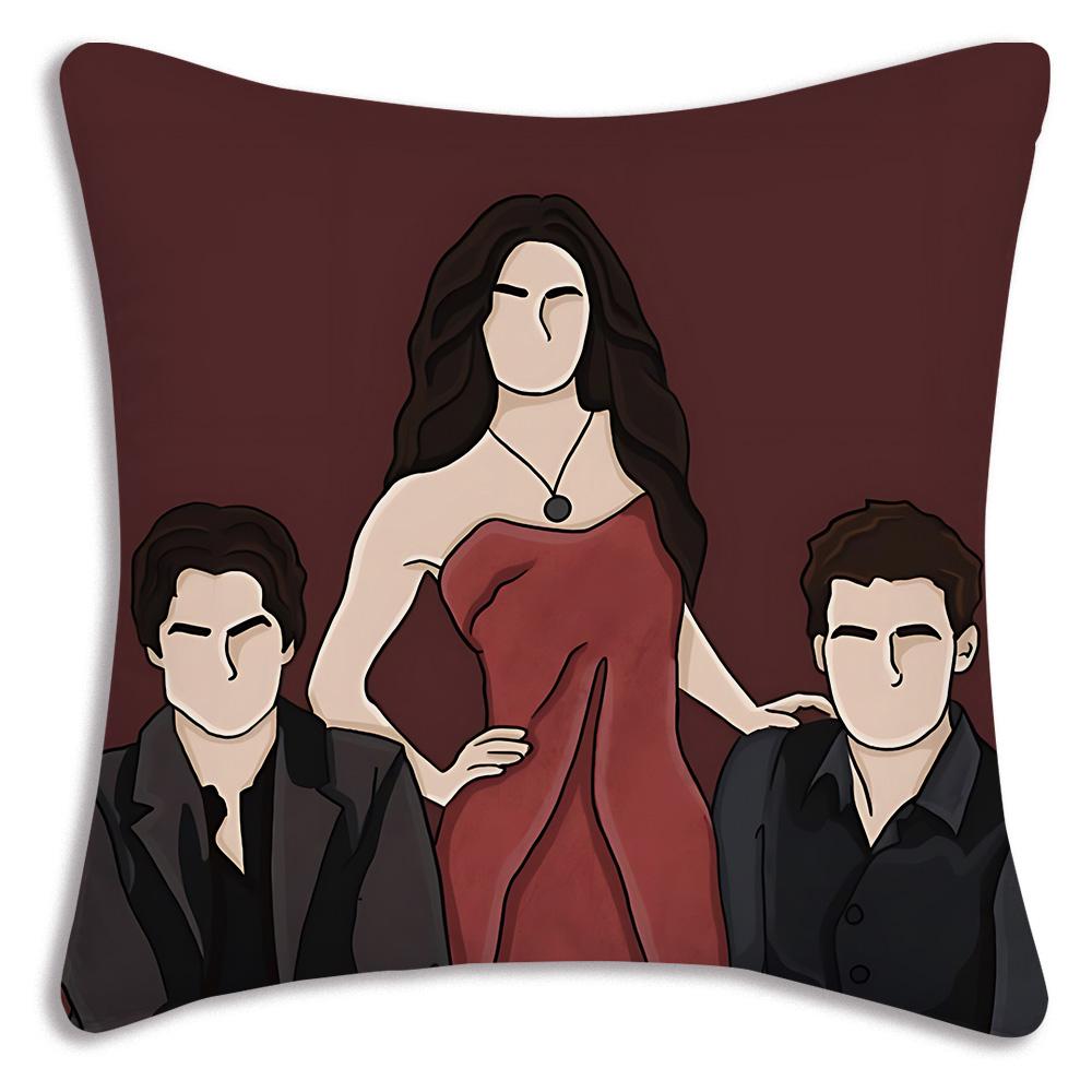 Hot American Tv Series Vampire Diaries Pillow Covers Sofa Decorative Home Double-Sided Printing Short Plush Cute Cushion Cover