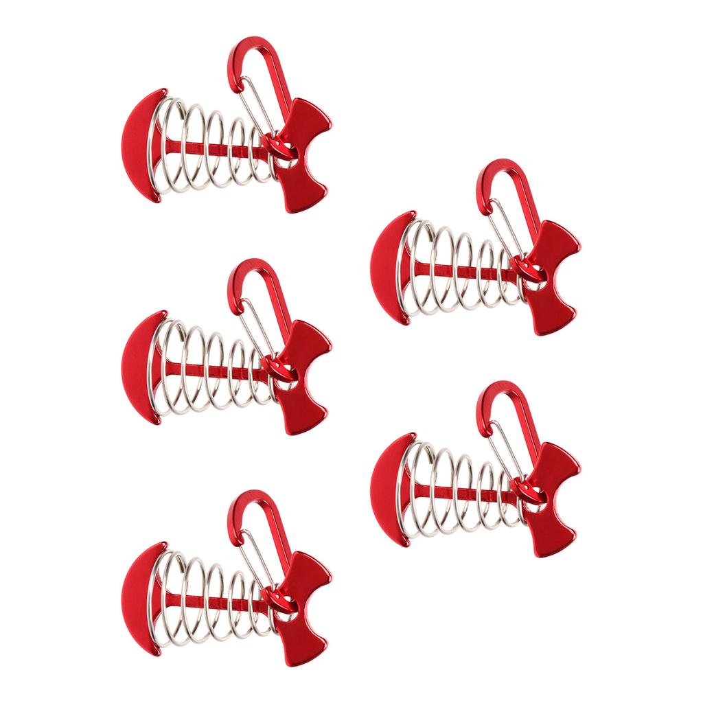 5 PCS Fishbone Deck Anchor Pegs Tent Awning Spring Hook Adjustable Wind Rope Fixing Buckle Deck Hook
