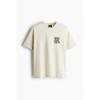 H M Loose FiT PrinT T sHirT ligHT Beige beTTer THan Ever