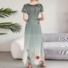 Women's Casual Fashion Print Long Dresses V-Neck Short Sleeve Dresses