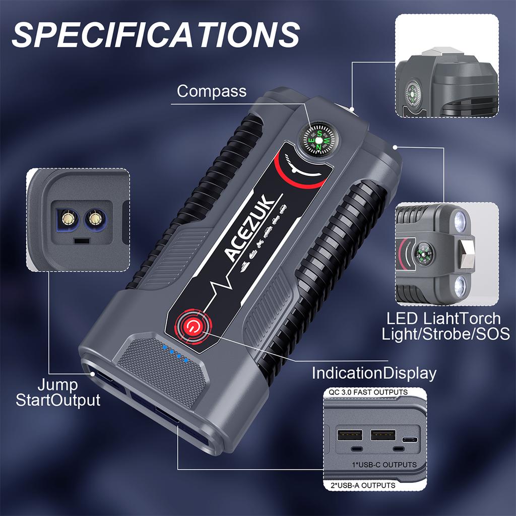 Car Jump Starter Power Bank 4000A 12800mAh Starting Device Auto Emergency Battery Booster Jump Starter Car Battery Starter