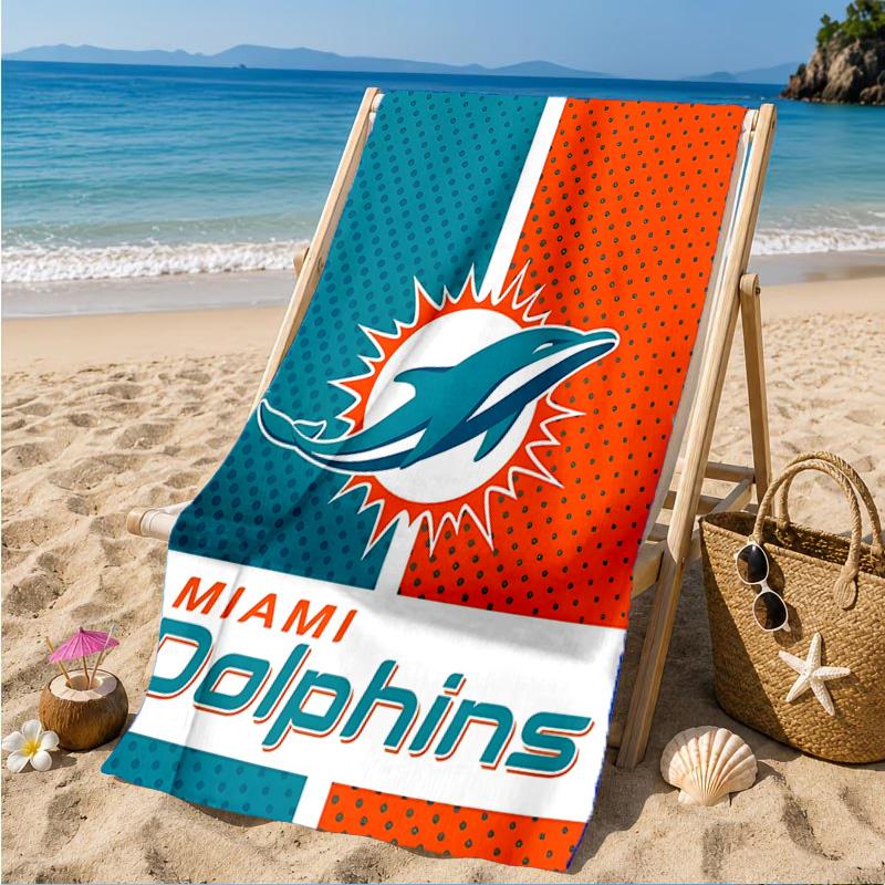 Dolphins Team Beach Towel, Microfiber Beach Towel, Perfect For Pool, Beach, Travel, Home Decor Beach Party Fan Gifts