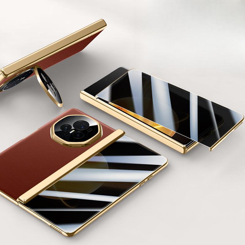 Business Case Film Integriert für Honor MagicV3 Handyhülle Faltbar Sturzsicher Linsenhalter 3. Generation Galvanisierte Lederhülle