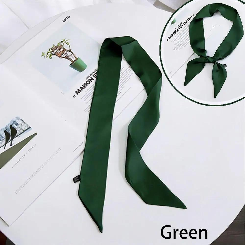 New Women Ribbon Silk Scarf Solid Beautiful Girls Hair Band Bag Handle Wraps Neckerchief  Autumn Small Neck Scarves