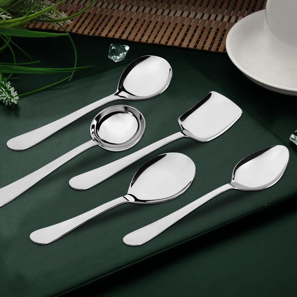 5-teiliges Servierlöffel-Set aus Edelstahl für Esstisch/Küche, 1,8 mm schwere Ausführung