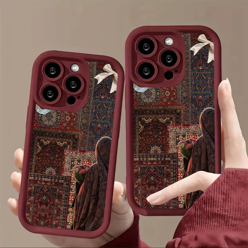 Retro carpet pattern phone case suitable for iPhone 17 16 15 14 13 12 11 Pro/Max/Plus anti drop and shockproof back cover