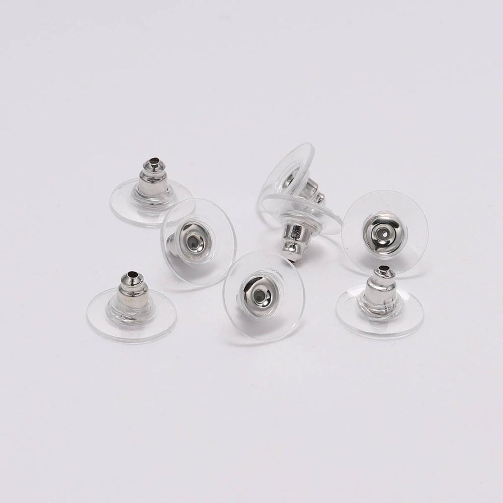 

100pcs/lot Rubber Earring Backs Stopper Stainless Steel Earnuts Stud Earring Back For DIY Jewelry Making Findings Accessories
