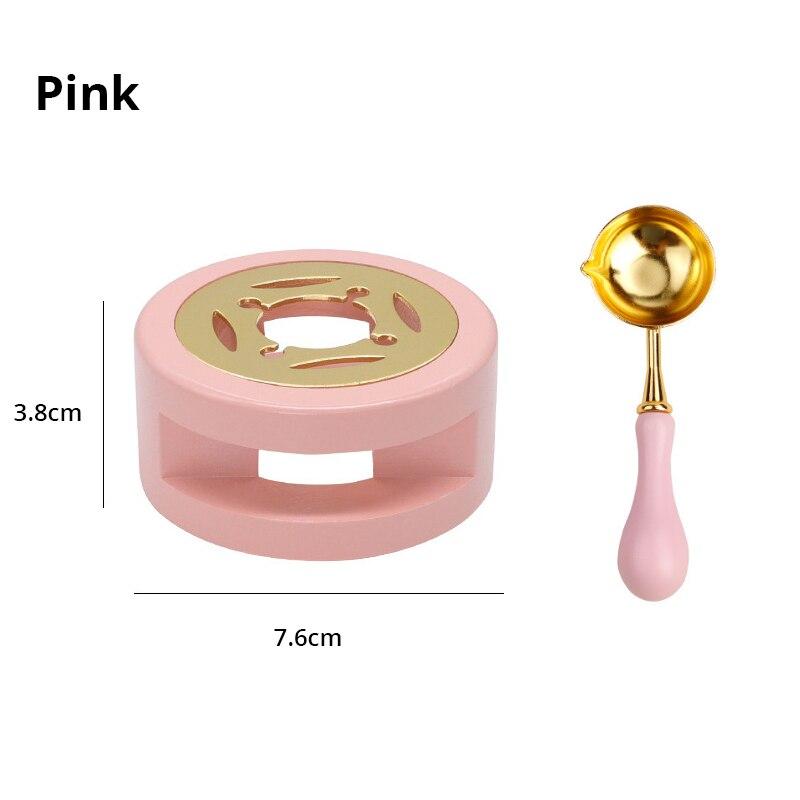 1set Lacquer Seal Furnace With Spoon Hollowed Out Circle Metal Sheet Wood For Stamping Lacquer Wax Melting Tool