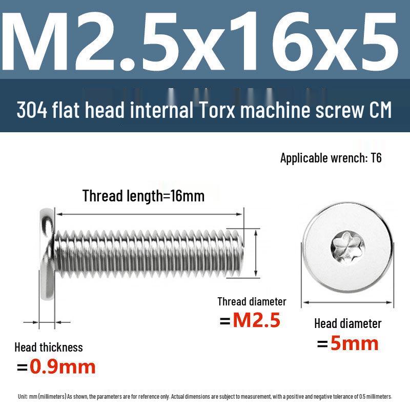 Yigu 304 Stainless Steel Thin Flat Head Torx Screw M2-M8 for Computer Machines