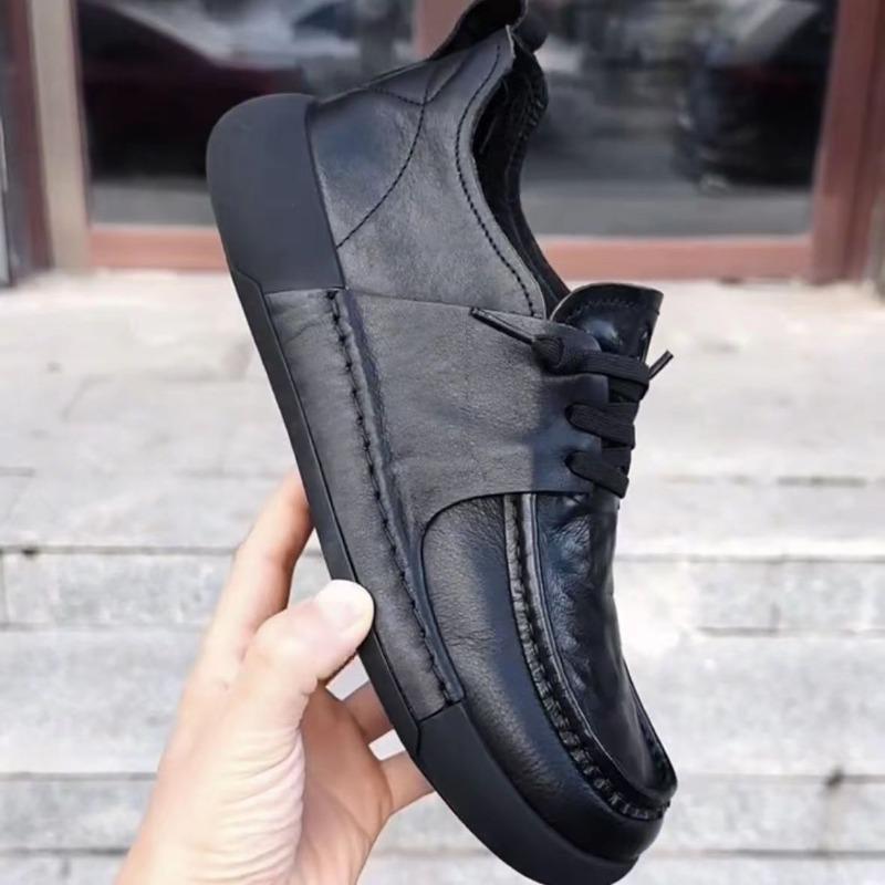 Men's Shoes Leather Autumn and Winter Breathable Business Casual Leather Shoes New Trendy Versatile Velvet Thick-soled Non-slip Shoes