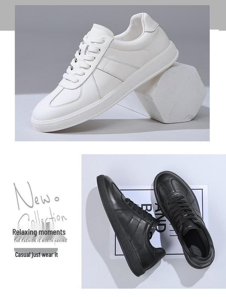 Men's German Training Shoes - 2025 Autumn Collection: Genuine Leather, Versatile & Fashionable White Casual Sneakers