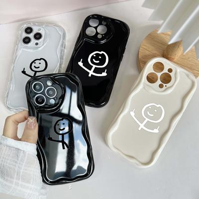 N78 Cartoon Matchman Soft Wavy Phone Cases for Samsung A54 A34 A13 A14 S23 S24 Ultra Xiaomi Redmi Note 13 12C Realme Infinix Protective Bumper Cover
