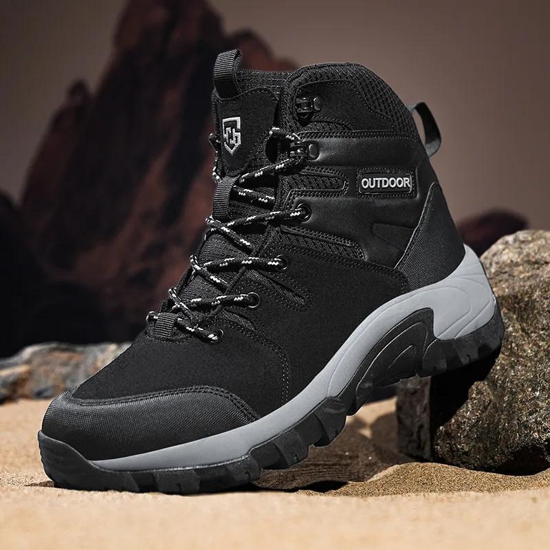 New Fashion Khaki Men's Tactical Boots Big Size 48 Waterproof Hiking Boots Men Non-slip Outdoor Boots Zapatillas Trekking Hombre