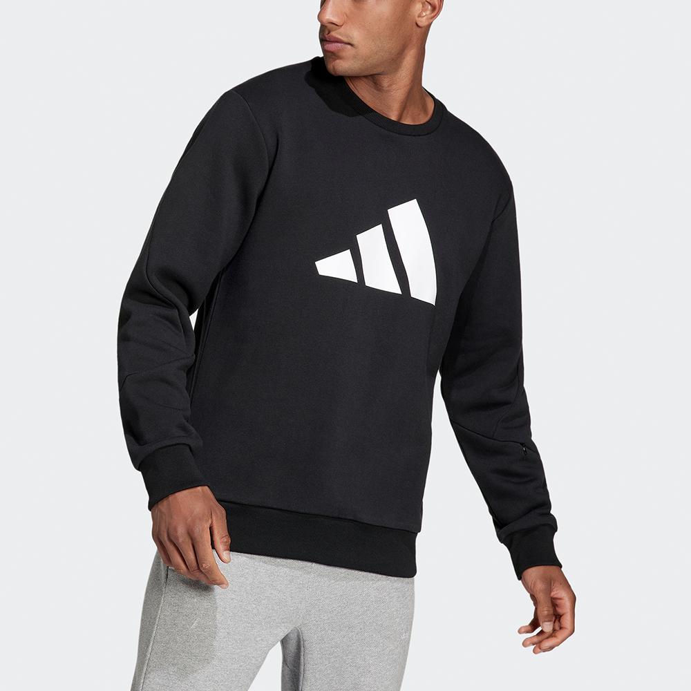 Adidas Essentials Winter Series Crew Neck Sweatshirt Large Logo Print Warm Casual Tops Men Black H46507