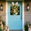 Easter Bunny Wreath 19.6 Inch Artificial Easter Bunny Flower Leaves Bows Decor Front Door Wreath For Home Walls Windows