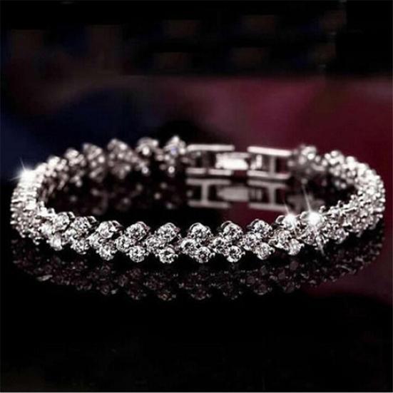 Women Rhinestone Inlaid Fashion Buckle Chain Bracelet Charming Bangle Jewelry Gift