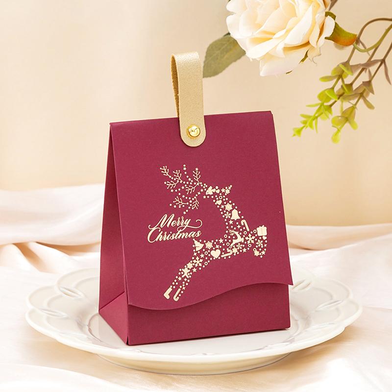 

10Pcs/Pack Packaging Unique Candy Box Creative Merry Christmas Elegant Paper Xmas Gift Reindeer A вино красного