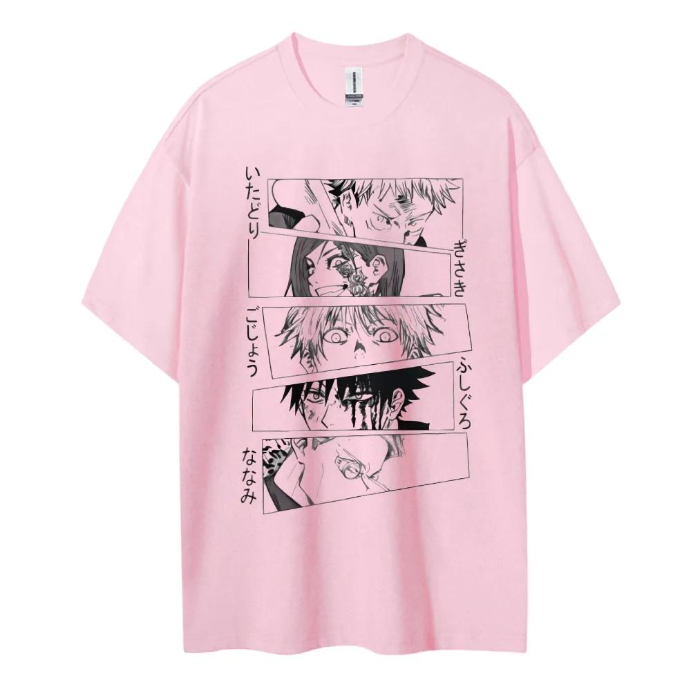Anime Characters Collage Print Cotton T Shirt 2025 Summer Unisexs Casual Streetwear Loose Fit Japanese Style Black and White