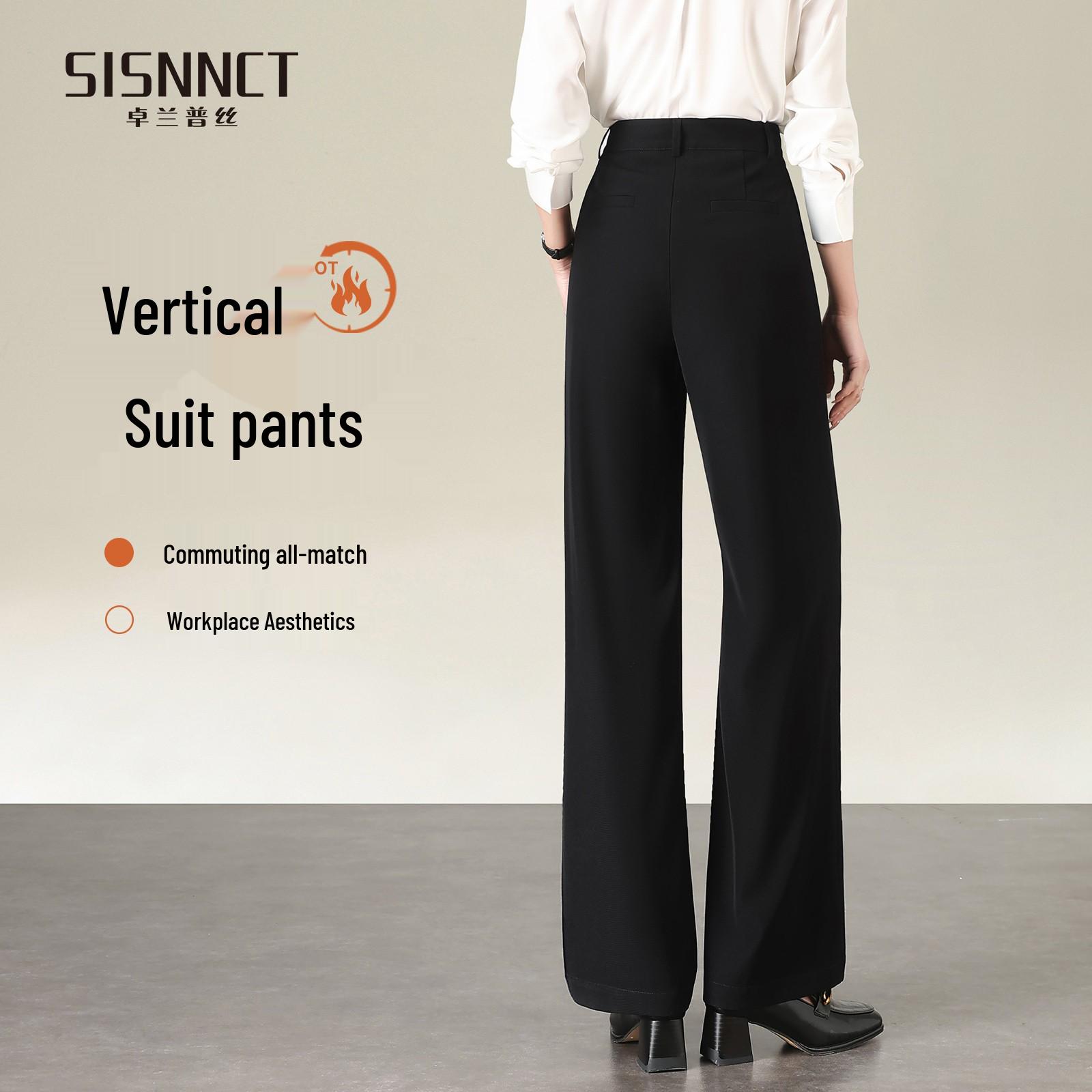 

Women s 2025 New Style Slim Fit Velvet Suit Pants – Black, Thickened, Drape, Straight Leg, High-End, Formal Wear M (for 96-105 jin)