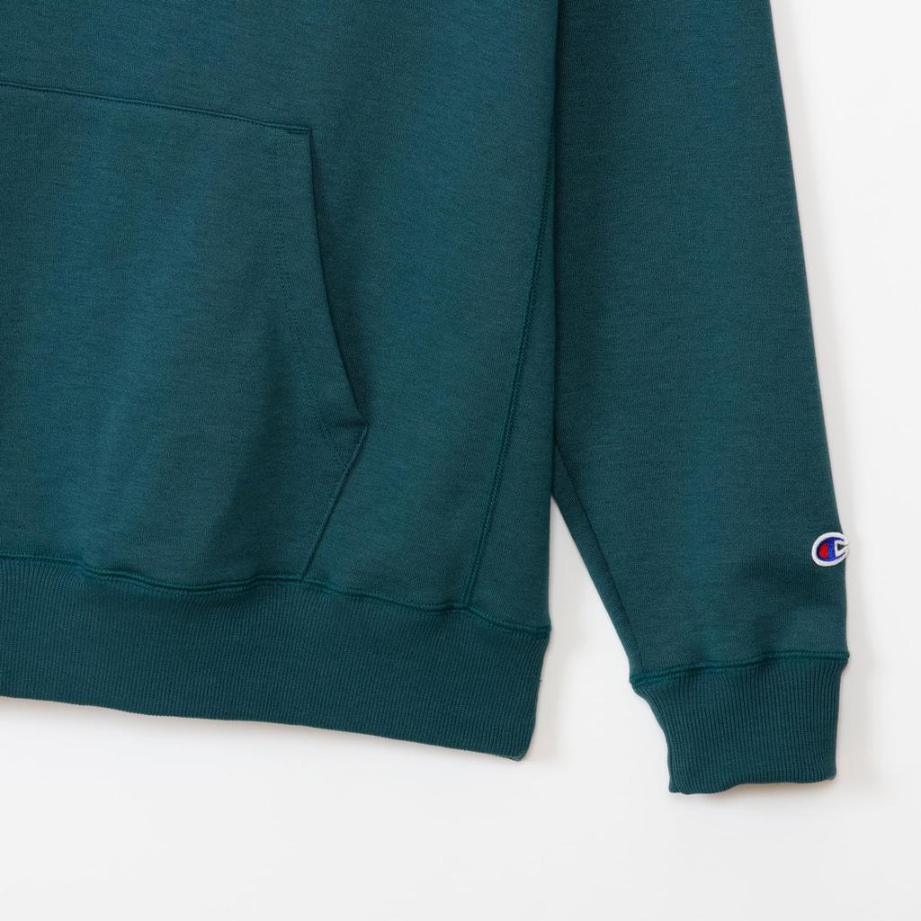 Champion Forest Grass Long Sleeve Terry Hooded Script Tech Men's Sweatshirt, Quick-Drying, Stretch, Logo, Weave® (C3-BS120)