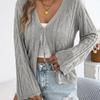 2026 Spring/Summer Women's Knitted Hollow Lace Open Shirt S-XL
