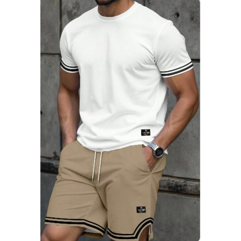 Men's Solid Color Short-sleeved Suit Shorts Two-piece Suit