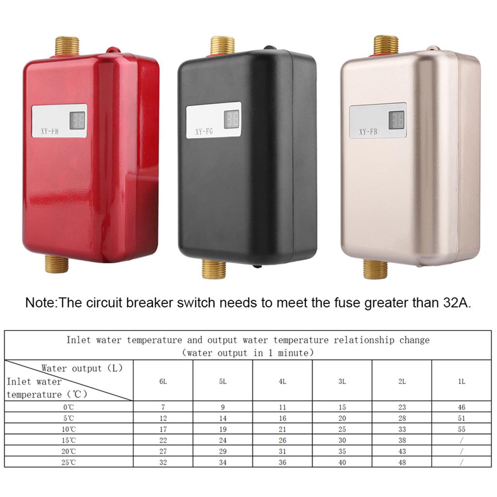 220V 3800W Electric Tankless Water Heater, Instant Hot Water Heater, Mini Water Heater with LCD Display for Home Commercial Use