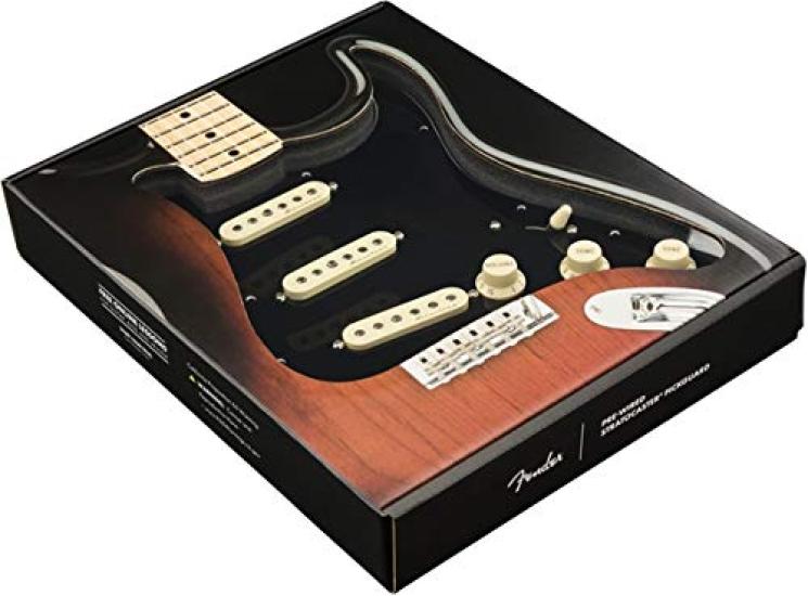 Fender Guitar Parts Strat Vintage Noiseless Black 11 Hole PG Pre-Wired Pickguard, SSS,