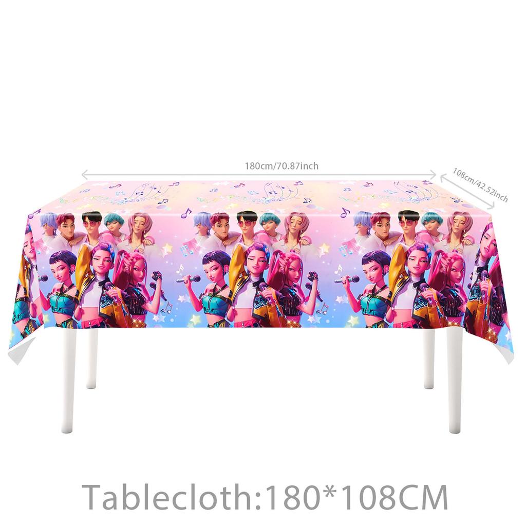 KPOP Dämonenjäger Mädchen Geburtstag Dekoration Set: Banner, Kuchendekorationen & Hängende Dekorationen