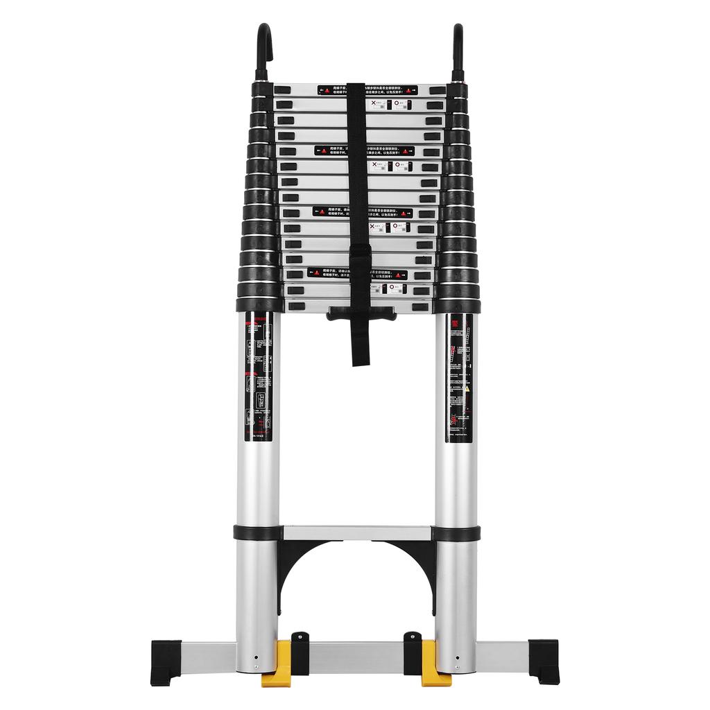 Aluminum 7.1 Meter Telescoping Extension Ladder W/2 Triangle Stabilizer Folding Telescoping Step Ladder for RV Home Outdoor Work