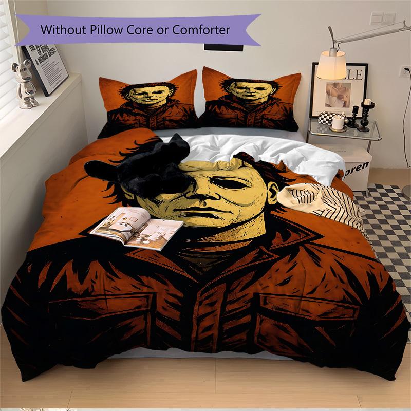 3pcs Michael Myers Mask Bedding Set. Soft and Comfortable with No Core Included (1x Duvet Cover + 2x Pillow Covers) yy251031094