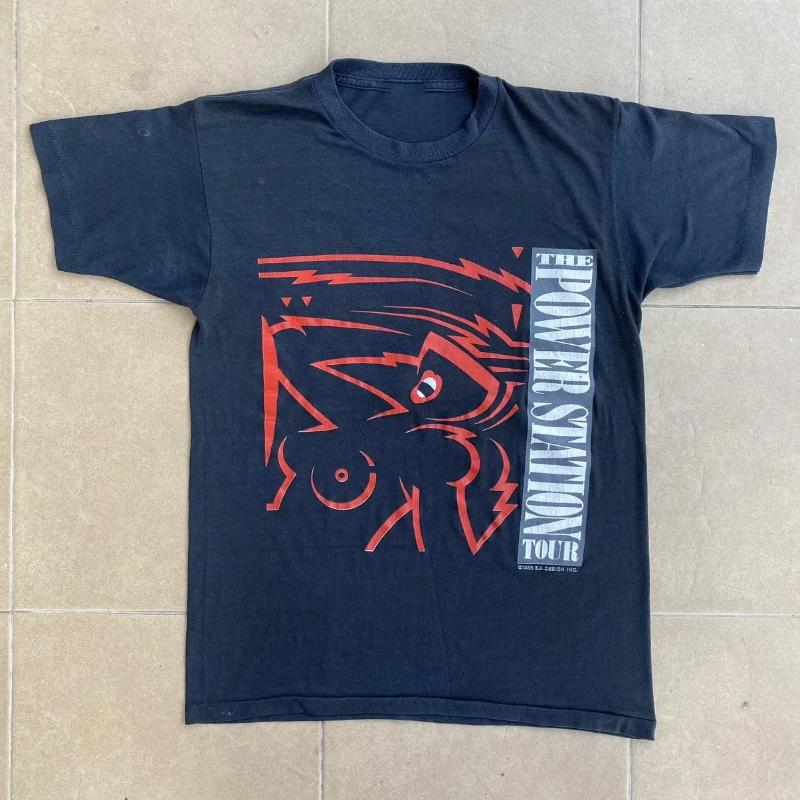 

Vintage THE POWER STATION Band T-shirt Full Size S-4XL Unisex New Spring/Summer Arrivals Man and Woman 5XL різнокольоровий