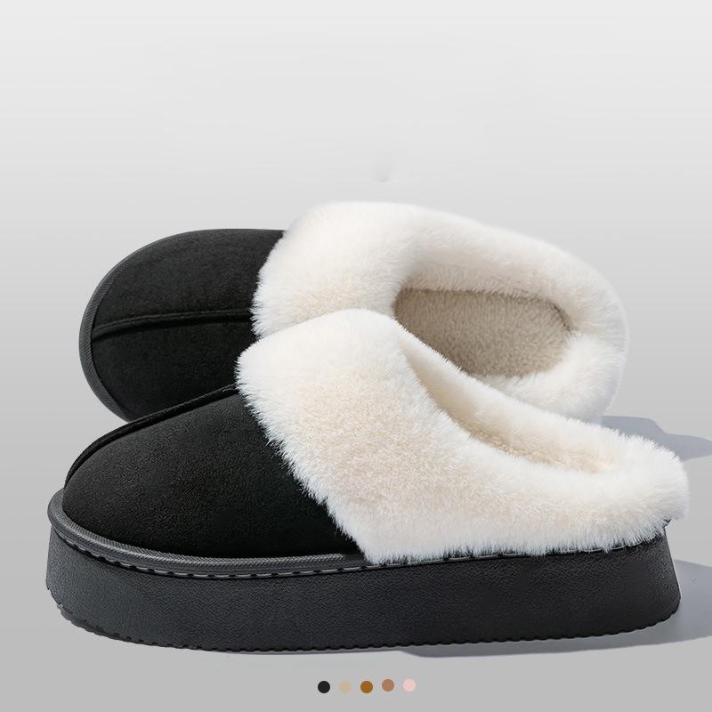 Plush Slippers 4cm Platform Sole Non-Slip Indoor Outdoor Warm House Shoes Unisex Winter Home Comfort Fur Lined