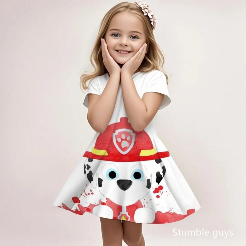 Girls Paw Patrol Loose Dress Summer Casual Beach Sundress Cute Cartoon