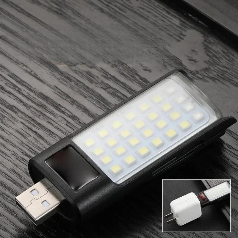 Rechargeable Mini LED Flashlight White & Red Light Worklight Keychain Light Camping Lamp 5 Lighting Modes Emergency Light