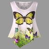 Stylish Women Sleeveless Butterfly Print Lace Patchwork T-shirt For Summer Chic