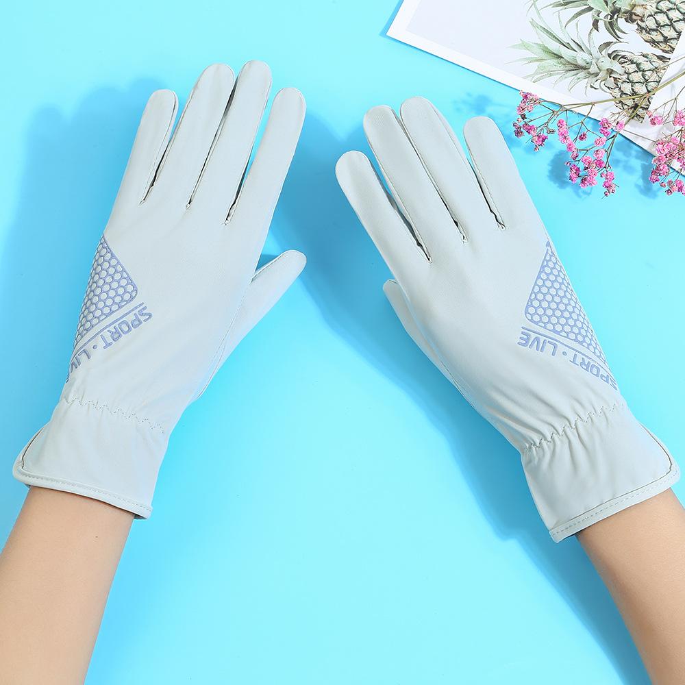 Sunscreen Gloves for Women In Summer Outdoor Cycling and Driving Sunshade Cool Breathable Thin Full Finger Touch Screen Gloves