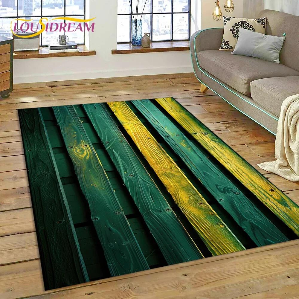 Tappeto con Finitura Legno Colorato per Camera da Letto, Soggiorno, Decorazione Divano Casa, Tappetino Grande per Giochi Bambini
