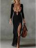 2025 Vintage Bohemian Tassel Floral V-neck Dress for Women – Spring/Autumn