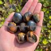 Natural Yellow-Blue Tiger Eye Tumbled Stone - Irregular Shape Rolled Ornament for Treasure Hunting & Archaeological Discoveries