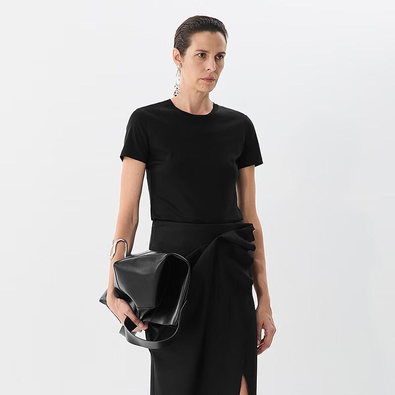 JNBY Women s Slim Fit Mulberry Silk Blend Short Sleeve T-Shirt XS