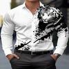 Men's Elegant 3D Printed Long Sleeve Shirts Turn Down Collar Party Casual Camisas Hombre Plus Size Streetwear Fashion Blouse