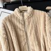 Women's G5Z Striped Plush Zipper Pajama Set - Cozy Velvet for Autumn/Winter