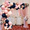 Bruiloft Verjaardag Babyborrel Geslachtsonthulling Decoraties Stofblauw Wit Ballonnenboog Slingerset