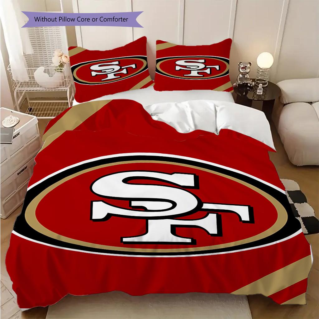 San Francisco 49ers Pattern Bedding Quilt Set Quilt Cover Pillowcase Home Decoration Birthday Gift (1 * duvet cover + 2 * pillowcase, without core)